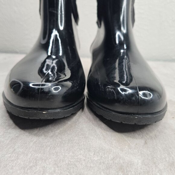 Tommy Hilfiger Rain Boots Black Quilted Outdoor Rubber Winter Ankle Booties Sz 8 - Picture 3 of 12